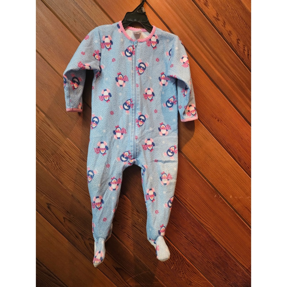 Steve Toddler Girls Blue Fleece Penguin Footed Sleeper Pajamas 3T FD0670-9